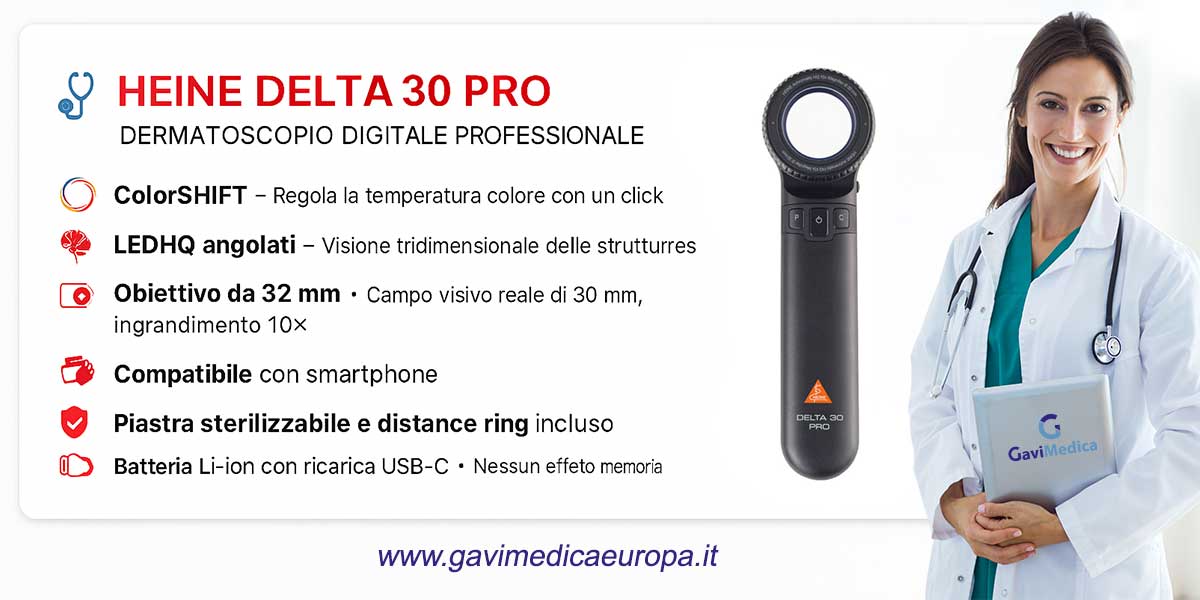 Caratteristiche Heine Delta 30 PRO: il dermatoscopio digitale pensato per i professionisti sanitari