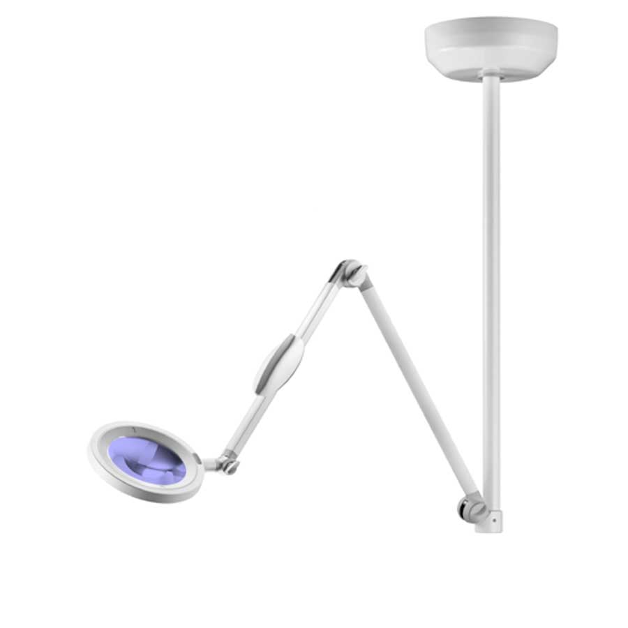 Lente d'ingrandimento OPTICLUX con luce LED/Wood - Soffitto o Stativo con ruote